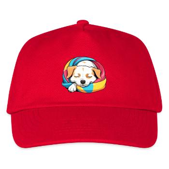 Schlummernder Welpe Regenbogen Schal - Kinder Basecap - Rot - Vorne