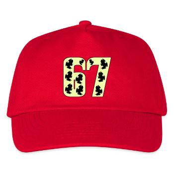 67 Nummern Zahl 67 - Kinder Basecap - Rot - Vorne