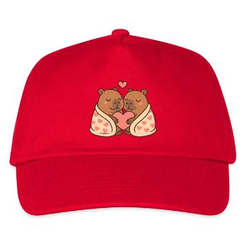 Capybara Couple – Snuggled up with heart motif - Kids’ Baseball Cap - red - Front