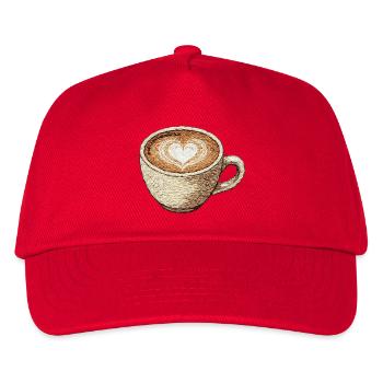 Bestickter Cappuccino – Kaffeeliebhaber (bedruckt) - Kinder Basecap - Rot - Vorne