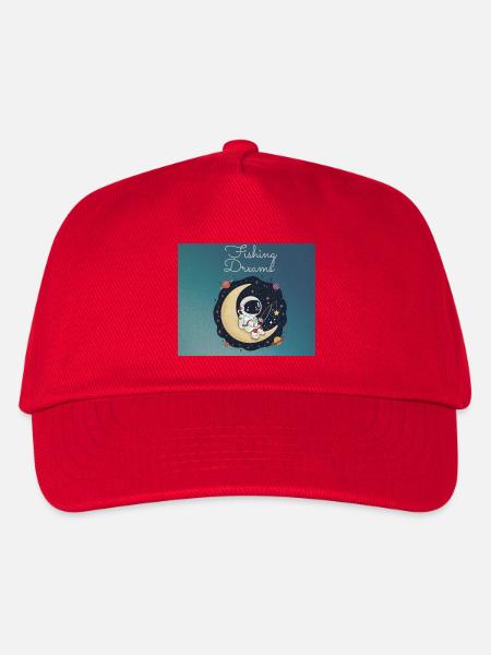 Astronaut sitz auf dem Mond und angelt Träume - Kinder Basecap - Rot