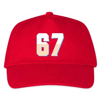 6 7 – Trendy minimalist text design, - Kids’ Baseball Cap - red - Front