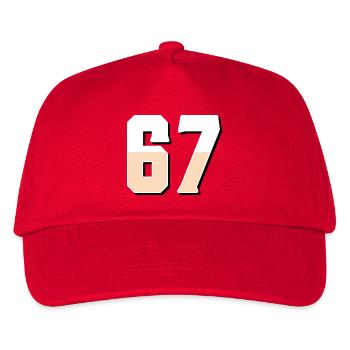 6 7 – Trendy minimalist text design, - Kids’ Baseball Cap - red - Front