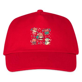 Festliche rote Pandas - Kinder Basecap - Rot - Vorne