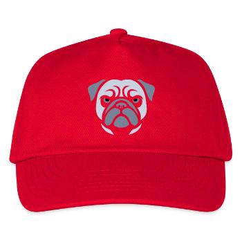 Mops , Hundekopf - Kinder Basecap - Rot - Vorne