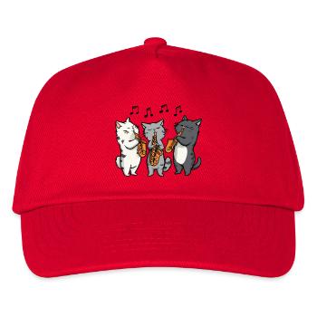 Jazzkatzen Trio Saxophon - Kinder Basecap - Rot - Vorne