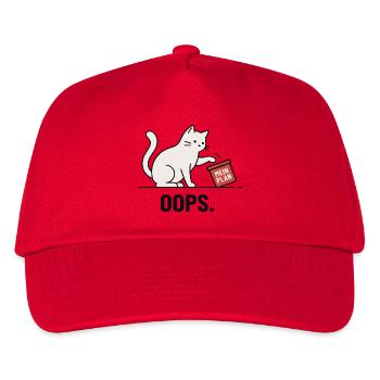 Mein Plan… Oops – Lustige Katze - Kinder Basecap - Rot - Vorne