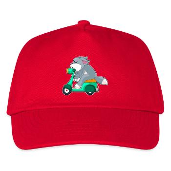 Katze Motorroller - Kinder Basecap - Rot - Vorne
