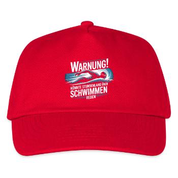  Warnung Könnte Stundenlang Über Schwimmen Reden - Kinder Basecap - Rot - Vorne