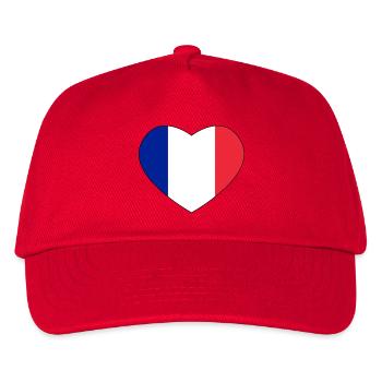 Blue white red tricolor heart - Flag FRANCE - Kids’ Baseball Cap - red - Front