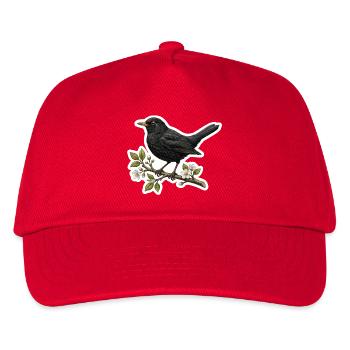 Amsel auf Blütenzweig - Frühlings Design - Kinder Basecap - Rot - Vorne