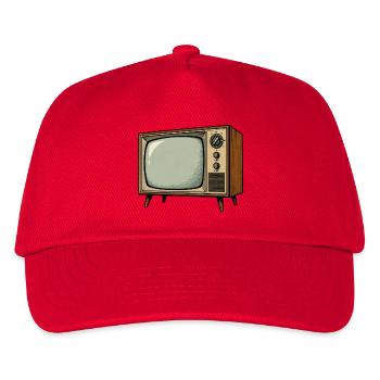 Retro Fernseher Illustration - Kinder Basecap - Rot - Vorne
