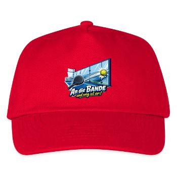 An die Bande Tennis Cartoon Spruch - Kinder Basecap - Rot - Vorne