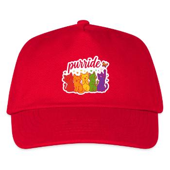 Purride Regenbogen Katzen Parade - Kinder Basecap - Rot - Vorne