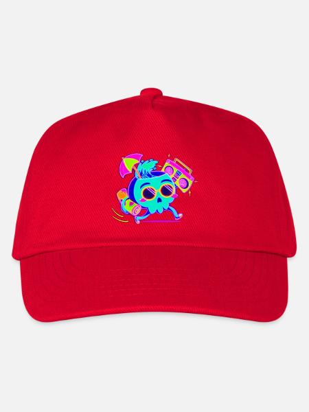 Neon-Skelett mit retro-Party-Vibes - Kinder Basecap - Rot