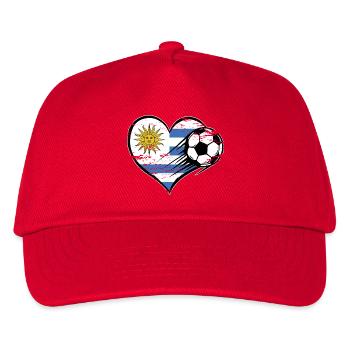 Uruguay Flagge Fußball mit Herz used - Kinder Basecap - Rot - Vorne