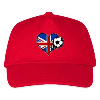 Great Britain Flag Football with Heart - Kids’ Baseball Cap - red - Front