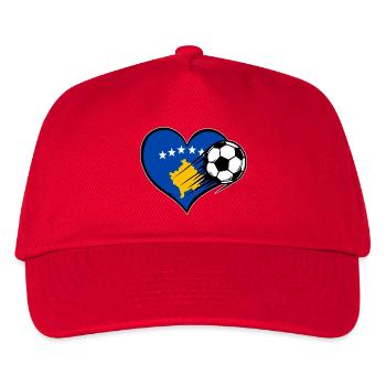 Kosovo flag football with heart used - Kids’ Baseball Cap - red - Front