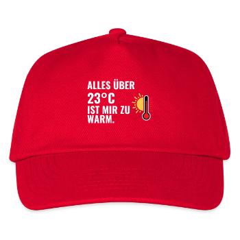 Alles über 23°C ist mir zu warm. - Kinder Basecap - Rot - Vorne