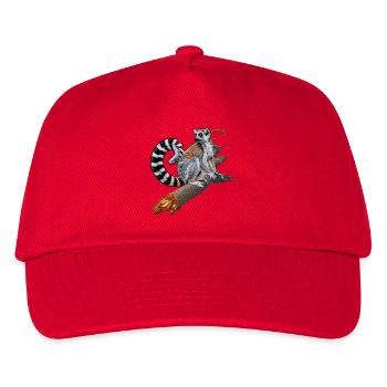 Animaux de la jungle, lémurien à queue annelée sur une branche - Casquette de baseball Enfant - rouge - Devant