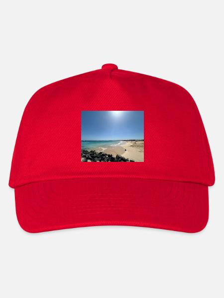 Strand in der Sonne: Blau und Sand - Kinder Basecap - Rot