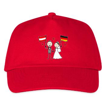 Hochzeitspaar Österreich Deutschland Flagge - Kinder Basecap - Rot - Vorne