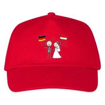 Hochzeitspaar Deutschland Österreich Flagge - Kinder Basecap - Rot - Vorne