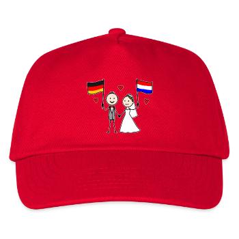 Hochzeitspaar Deutschland Holland Flagge - Kinder Basecap - Rot - Vorne