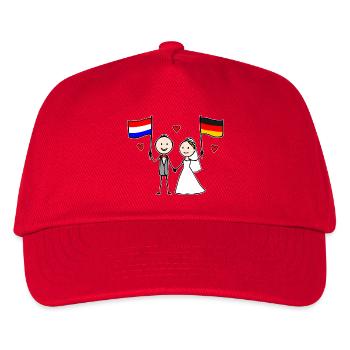 Hochzeitspaar Holland Deutschland Flagge - Kinder Basecap - Rot - Vorne