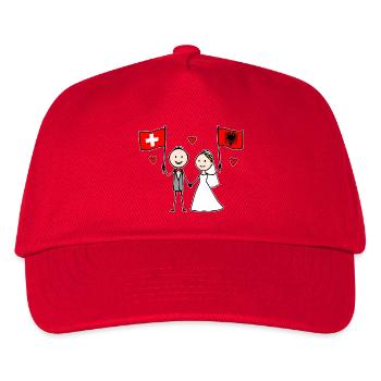 Wedding Couple Switzerland Albania Flag - Kids’ Baseball Cap - red - Front