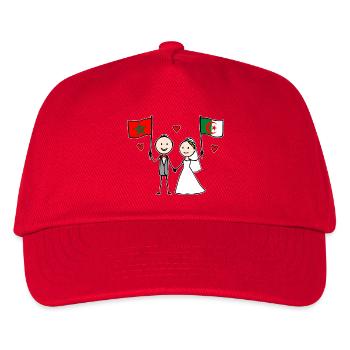 Hochzeitspaar Marokko Algerien Flagge - Kinder Basecap - Rot - Vorne