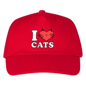 I Love Cats Herzlogo - Kinder Basecap - Rot - Vorne