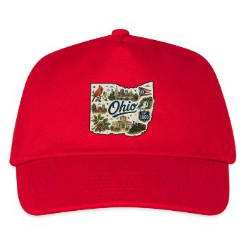 Ohio Buckeye State Vintage Travel Sticker - Kids’ Baseball Cap - red - Front
