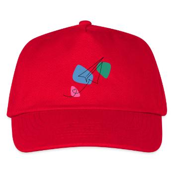 Line Art Paper Airplane with Color Background - Kids’ Baseball Cap - red - Front