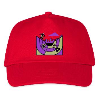 Halfpipe Skatepark Grafik - Kinder Basecap - Rot - Vorne