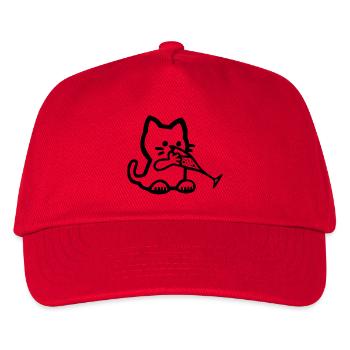 Durstiges Kätzchen (Schwarz) - Kinder Basecap - Rot - Vorne