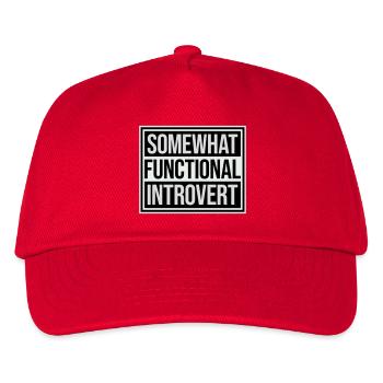Somewhat Functional Introvert Spruch Logo Text - Kinder Basecap - Rot - Vorne