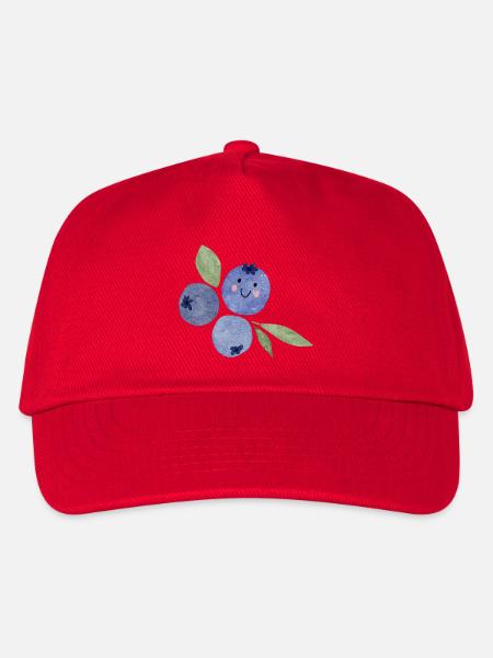 Blaubeeren Aquarell Trio mit Gesicht - Kinder Basecap - Rot