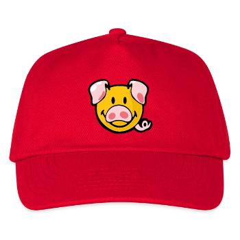 Smiley Pig - Kinder Basecap - Rot - Vorne