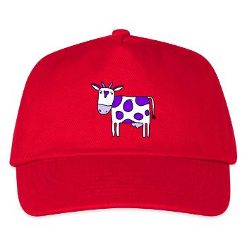 Lila Flecken Kuh Illustration - Kinder Basecap - Rot - Vorne