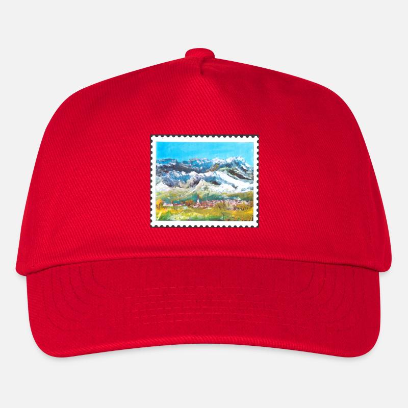 Berglandschaft mit Dorf - Kinder Basecap - Rot