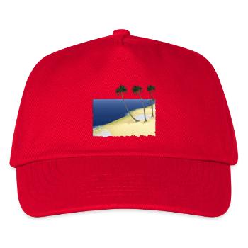 Palm trees and sea with fresco effect - Kids’ Baseball Cap - red - Front