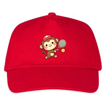 Tennis affe - Kinder Basecap - Rot - Vorne