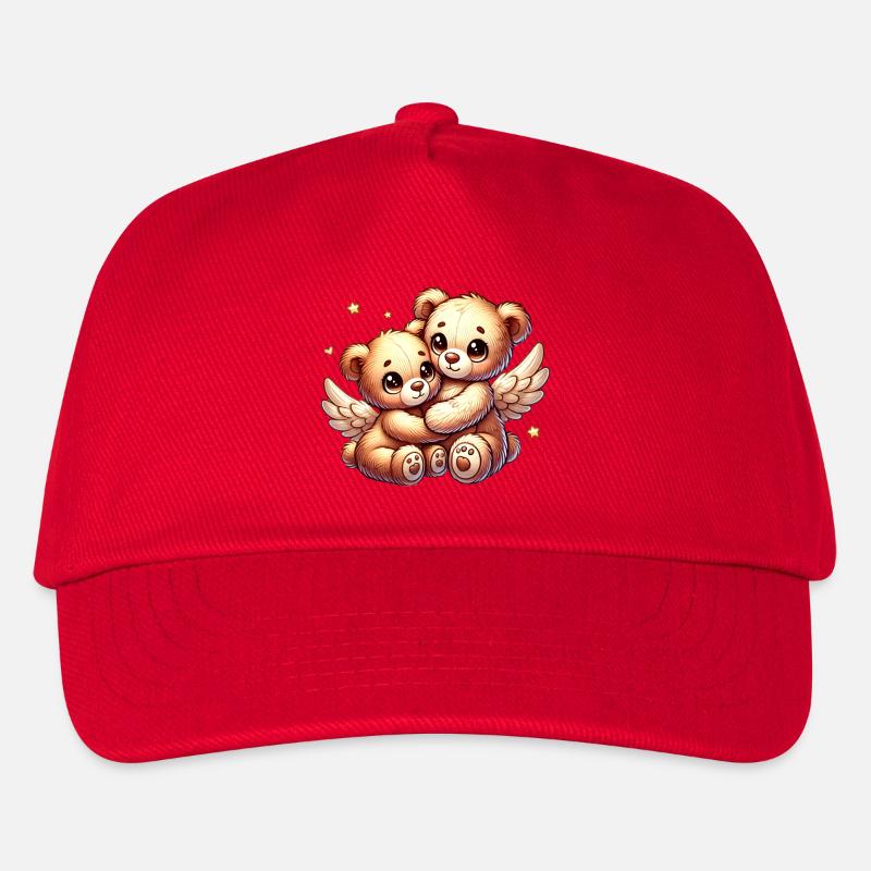 süße Engels-Teddybären in liebevoller Umarmung - Kinder Basecap - Rot