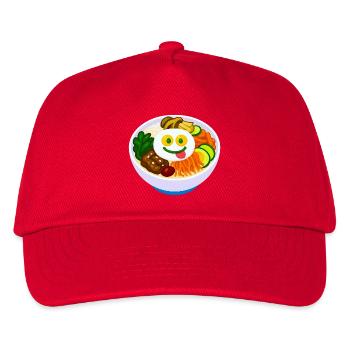 Mischung aus Geschmack und Glück - Happy Bowl mit Bibimbap - Kinder Basecap - Rot - Vorne