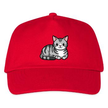 Grau getigerte Katze - Kinder Basecap - Rot - Vorne