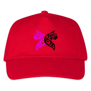 Katzen Tribal Kater Design - Kinder Basecap - Rot - Vorne