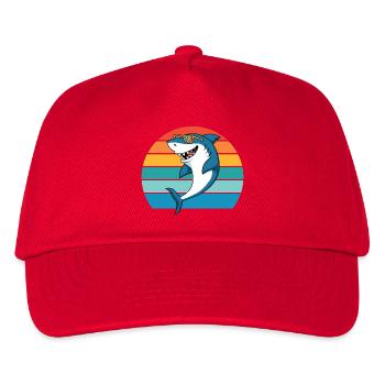 Hai Meerestier Raubfisch Haifisch Weißer Hai  - Kinder Basecap - Rot - Vorne