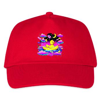 Bunte Quietscheente im Regenbogenboot - Kinder Basecap - Rot - Vorne