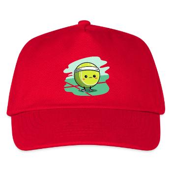 Kawaii Tennisball auf Court - Kinder Basecap - Rot - Vorne
